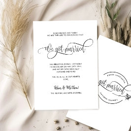 Wir got Verheiratete, elegante, moderne Verheirate Ankündigung