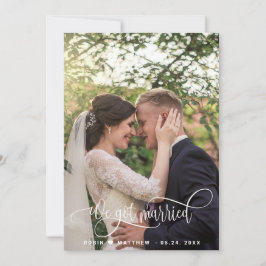 Wir Got Verheiratete, elegante Script-Foto Hochzei Ankündigung