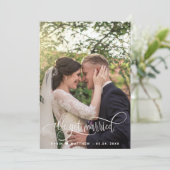 Wir Got Verheiratete, elegante Script-Foto Hochzei Ankündigung (Stehend Vorderseite)