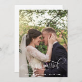 Wir Got Verheiratete, elegante Script-Foto Hochzei Ankündigung (Vorne/Hinten)