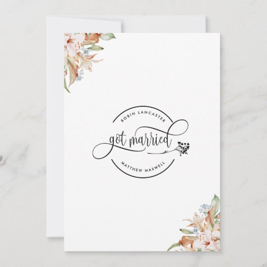 Wir got Verheiratete, erdige Blüten, Verheiratete  Ankündigung (Rückseite)