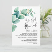 Wir Got Verheiratete Eukalyptus-Blätter Hochzeitse Einladung (Stehend Vorderseite)