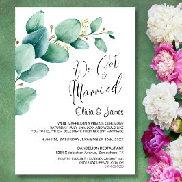 Wir Got Verheiratete Eukalyptus-Blätter Hochzeitse Einladung