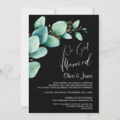 Wir Got Verheiratete Eukalyptus-Blätter Hochzeitse Einladung (Vorderseite)