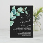 Wir Got Verheiratete Eukalyptus-Blätter Hochzeitse Einladung (Stehend Vorderseite)