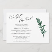 Wir Got Verheiratete grün gestrichene Blätter Empf Einladung (Vorderseite)
