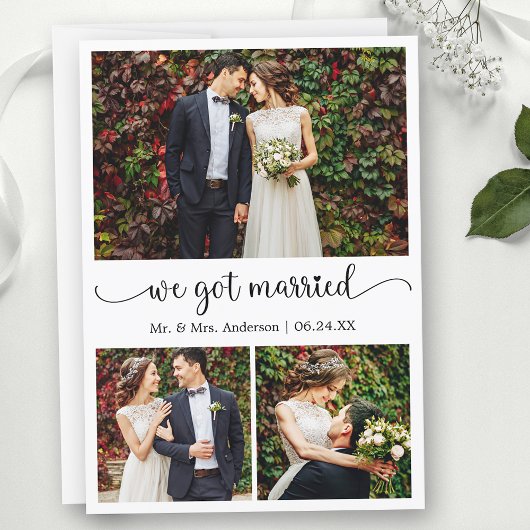 Wir Got Verheiratete Herzkalligraphie 3 Foto Hochz Ankündigung