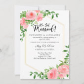 Wir Got Verheiratete Hochzeitsfeier in Rosa Einladung (Vorderseite)