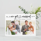 Wir Got Verheiratete Kalligrafie Herz 2 Foto Hochz Ankündigung (Stehend Vorderseite)