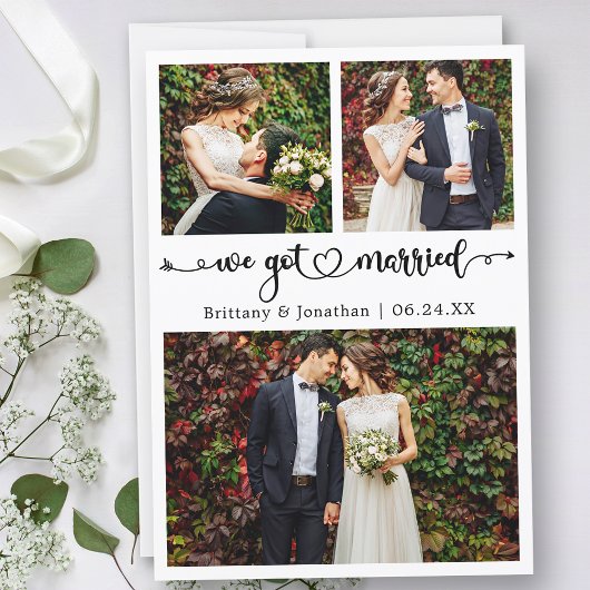 Wir Got Verheiratete Kalligrafie Herz 3 Fotos Hoch Ankündigung