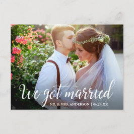 Wir Got Verheiratete Kalligrafie Hochzeitsszeitsku Postkarte