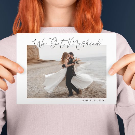 Wir Got Verheiratete Minimalistische Foto Elopemen Ankündigung