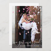 Wir Got Verheiratete moderne Script Foto Card Dankeskarte (Vorne/Hinten)