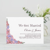 Wir Got Verheiratete Rosa Flora Hochzeitsempfehlun Einladung (Stehend Vorderseite)