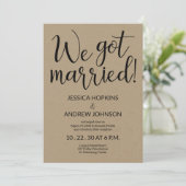 Wir Got Verheiratete rustikale Foto Empfang Einlad Einladung (Stehend Vorderseite)