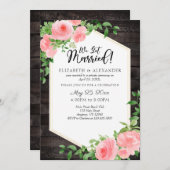 Wir Got Verheiratete rustikale Holzblütenhochzeit Einladung (Vorne/Hinten)