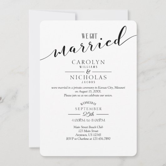 Wir Got Verheiratete tropische Hochzeitsfeier Einladung (Vorderseite)