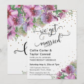 Wir Got Verheiratete Typografie Wildblume Gold Con Einladung (Vorne/Hinten)