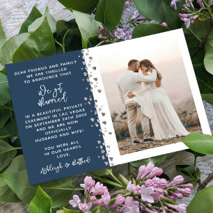 Wir Got Verheirateten Glitzer Heart Foto Navy Blue Einladung