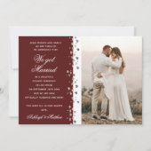 Wir Got Verheirateten Glitzer Herz Foto Burgundy W Einladung (Vorderseite)