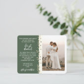 Wir Got Verheirateten Glitzer Herz Foto Green Gold Einladung (Stehend Vorderseite)