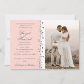 Wir Got Verheirateten Glitzer Herz Foto Peach und  Einladung (Vorderseite)