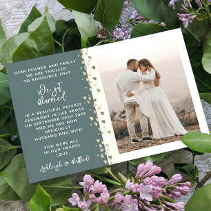 Wir Got Verheirateten Glitzer Herz Foto Pine Green Einladung