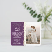 Wir Got Verheirateten Glitzer Heu Foto Eggplant Go Einladung (Stehend Vorderseite)