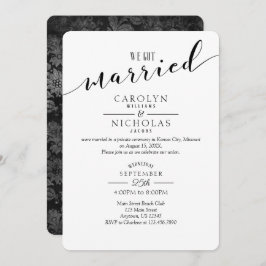 Wir Got Verheiratetes Vintages Black Damask Weddin Einladung