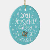 Wir got verlobten Spaß mit Foto Keramik Ornament (Rechts)