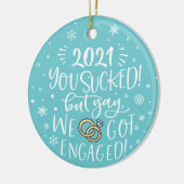 Wir got verlobten Spaß mit Foto Keramik Ornament (Links)