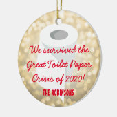 Wir haben 2020 überlebt! Funny Quarantine Foto Gol Keramik Ornament (Links)