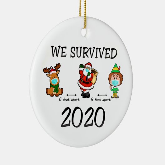 Wir haben 2020 Weihnachten überlebt Keramik Ornament (Rechts)