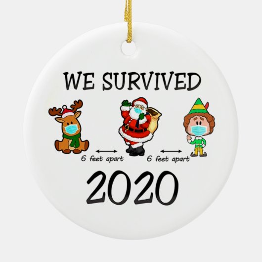 Wir haben 2020 Weihnachten überlebt Keramik Ornament (Hinten)