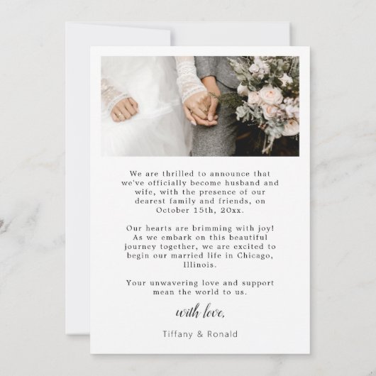 Wir haben 2 Foto Script Hochzeitsankündigung Dankeskarte (Rückseite)