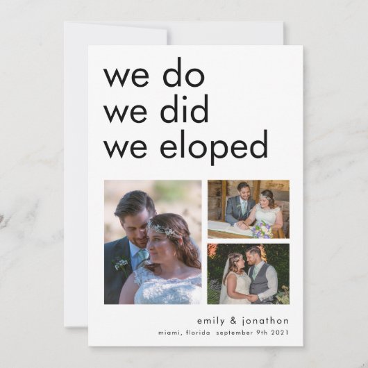 Wir haben 3 Fotos Ankündigung Einladung (Vorderseite)