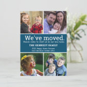 Wir haben 4 Foto Collage blau und weiß Bewegung ve Ankündigung (Stehend Vorderseite)