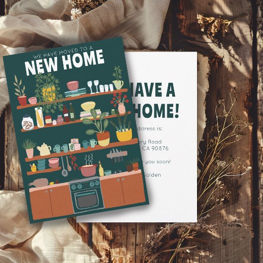 Wir haben Adresse ändern Niedliche Küche Art Einladung