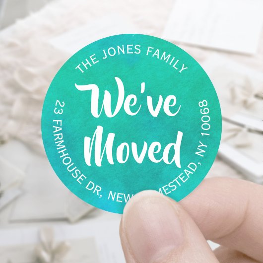 Wir haben Aquamarine Aquarellfarben-Rücksendeadres Runder Aufkleber