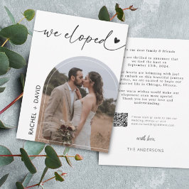Wir haben Arch Foto Elopement QR Code Einladung