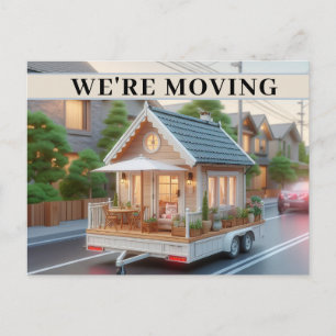 WIR HABEN AUF Rädern offene Hütte BEWEGT Einladungspostkarte