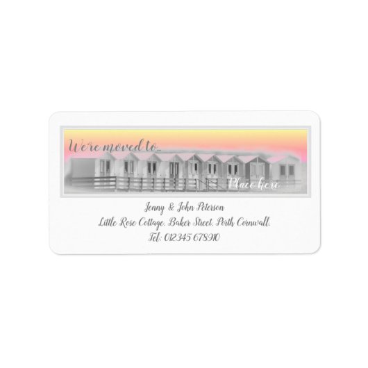 Wir haben Aufkleber mit Strandhütten am Adressaufkleber (Vorne)