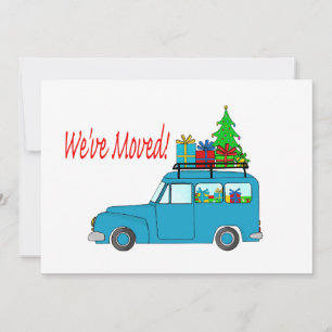 Wir haben Auto und Baum Weihnachtskarte verschoben Feiertagskarte