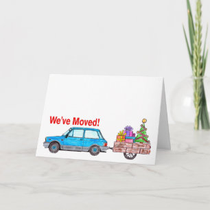 Wir haben Auto und Baum Weihnachtskarte verschoben Feiertagskarte
