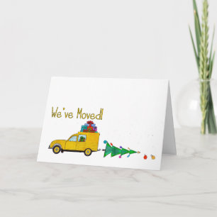 Wir haben Auto und Baum Weihnachtskarte verschoben Feiertagskarte