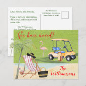 Wir haben Beach Budget Palm Trees Golf Move Ankündigungspostkarte (Vorne/Hinten)