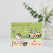 Wir haben Beach Budget Palm Trees Golf Move Ankündigungspostkarte (Stehend Vorderseite)