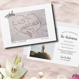 Wir haben Beach gerade geheiratet Foto Ankündigung