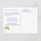 Wir haben Beach Palm Trees Budget Move Ankündigungspostkarte (Rückseite)