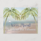Wir haben Beach Palm Trees Budget Move Ankündigungspostkarte (Vorderseite)